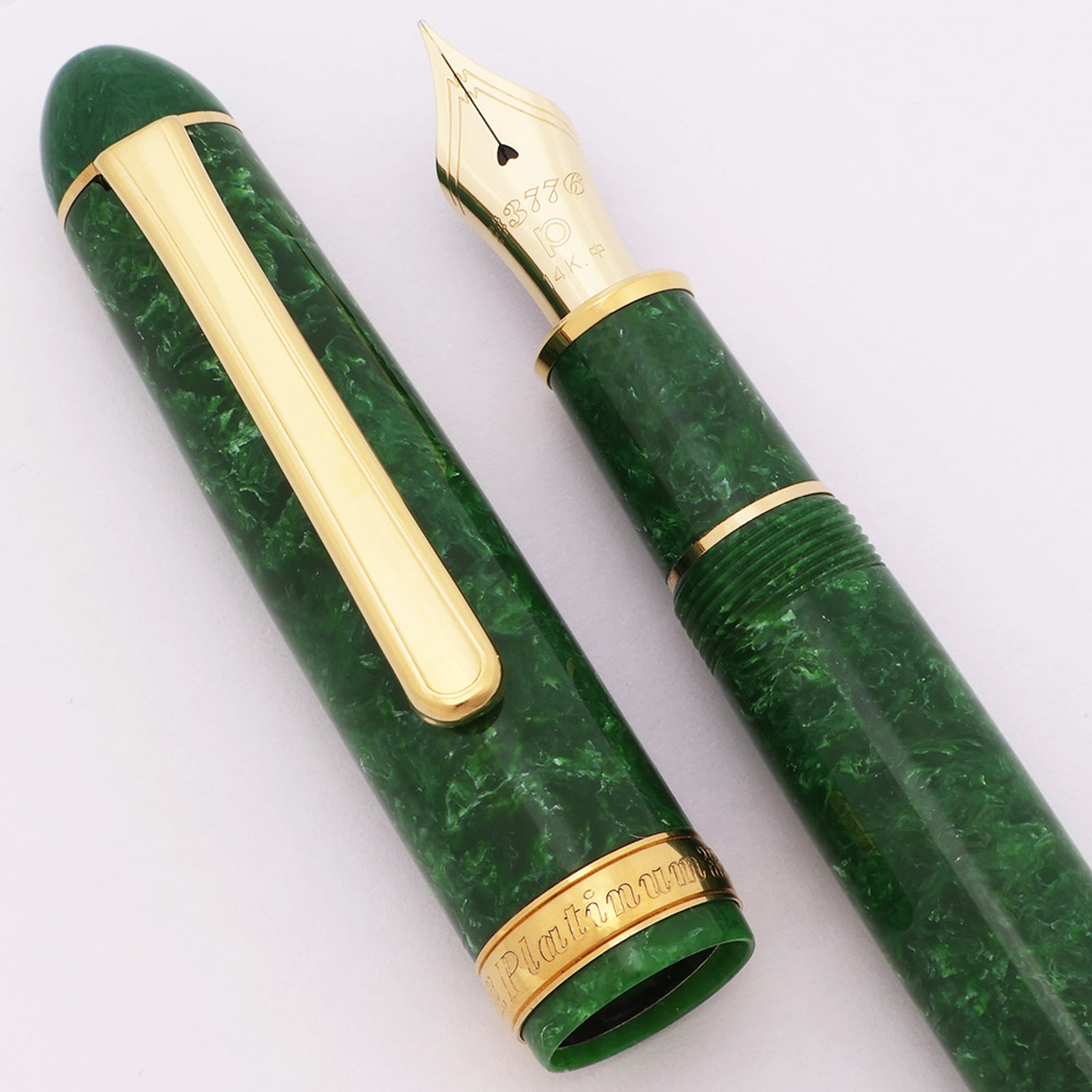 Platinum 3776 RE Celluloid Fountain Pen (1990s) - Jade, 14k Medium